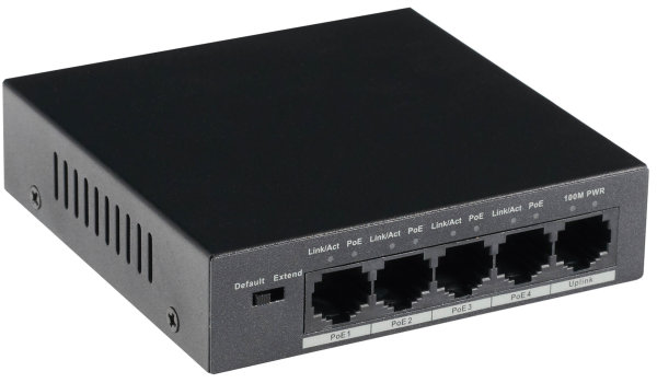 4-Port PoE Switch + 1-Port Gigabit Uplink, RJ45 10/100Mbps 30W 58W