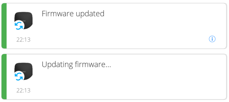 Ajax App Meldung Firmware Update
